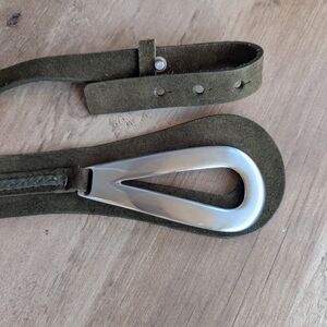 Coldwater Creek Olive Suede Belt Bag with Silver Detail